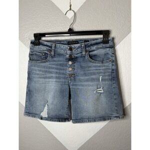 Lucky Brand Women's The Roll Up Denim Shorts Size 6 / 28 Distressed Mid Rise